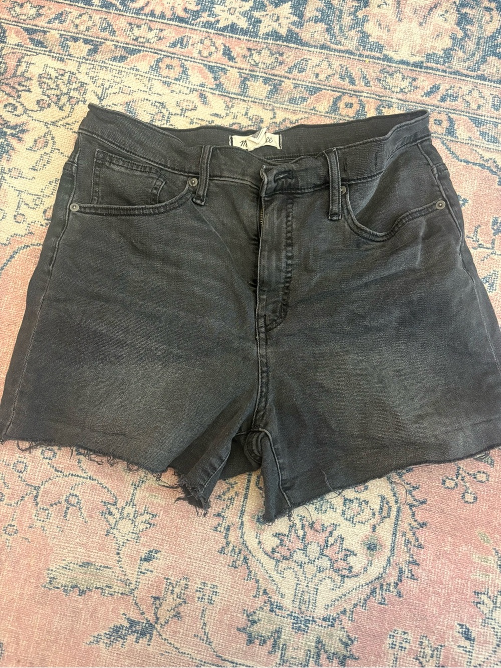 Madewell Black High-Rise Jean Shorts with Raw Hem size 30